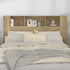 VidaXL Armoire de tête de lit Blanc et chêne sonoma 140x18,5x104,5 cm -Têtes et pieds de lit Soldes image 3 811939