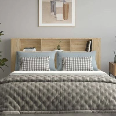 VidaXL Armoire de tête de lit Blanc et chêne sonoma 180x18,5x104,5 cm 5 VidaXL Armoire de tête de lit Blanc et chêne sonoma 180x18,5x104,5 cm – Image 3