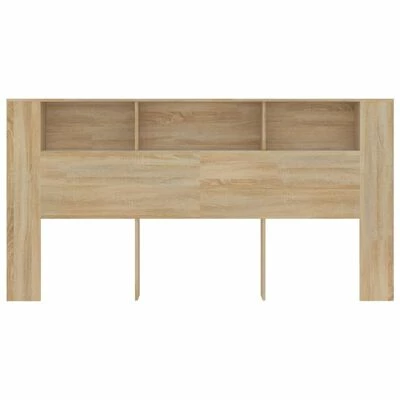 VidaXL Armoire de tête de lit Blanc et chêne sonoma 200x18,5x104,5 cm 5 VidaXL Armoire de tête de lit Blanc et chêne sonoma 200x18,5x104,5 cm – Image 3