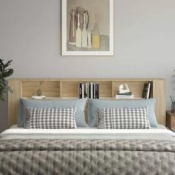 VidaXL Armoire de tête de lit Blanc et chêne sonoma 220x18,5x104,5 cm 10 VidaXL Armoire de tête de lit Blanc et chêne sonoma 220x18,5x104,5 cm -Têtes et pieds de lit Soldes image 3 811966