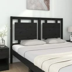 VidaXL Tête de lit Noir 140,5x4x100 cm Bois massif de pin -Têtes et pieds de lit Soldes image 3 817939