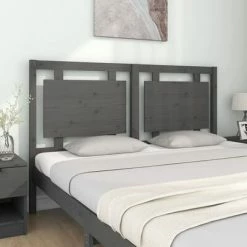 VidaXL Tête de lit Gris 155,5x4x100 cm Bois massif de pin -Têtes et pieds de lit Soldes image 3 817947