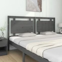 VidaXL Tête de lit Gris 185,5x4x100 cm Bois massif de pin -Têtes et pieds de lit Soldes image 3 817957