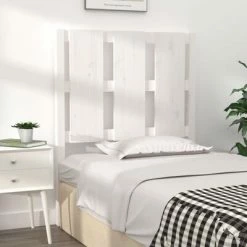 VidaXL Tête de lit Blanc 80,5x4x100 cm Bois massif de pin -Têtes et pieds de lit Soldes image 3 817966