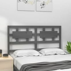 VidaXL Tête de lit Gris 145,5x4x100 cm Bois massif de pin -Têtes et pieds de lit Soldes image 3 818042
