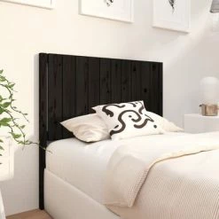 VidaXL Tête de lit Noir 105,5x4x100 cm Bois massif de pin -Têtes et pieds de lit Soldes image 3 818859