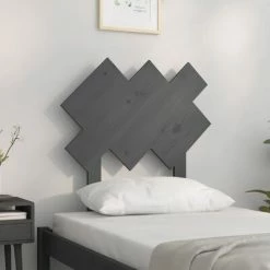 VidaXL Tête de lit Gris 72,5x3x81 cm Bois massif de pin -Têtes et pieds de lit Soldes image 3 819197