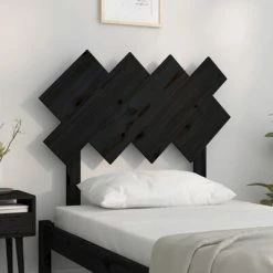 VidaXL Tête de lit Noir 92x3x81 cm Bois massif de pin -Têtes et pieds de lit Soldes image 3 819204