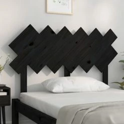VidaXL Tête de lit Noir 122,5x3x80,5 cm Bois massif de pin -Têtes et pieds de lit Soldes image 3 819214