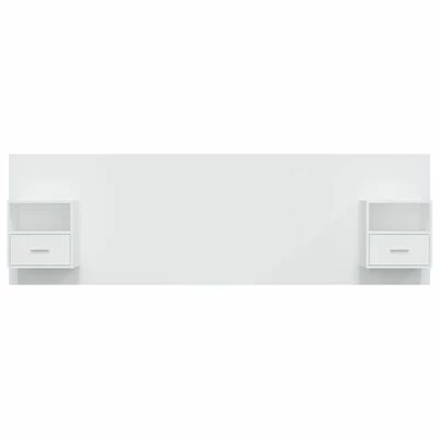 VidaXL Tête de lit avec armoires Blanc Bois d'ingénierie 6 VidaXL Tête de lit avec armoires Blanc Bois d'ingénierie – Image 4