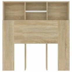 VidaXL Armoire de tête de lit Blanc et chêne sonoma 100x19x103,5 cm -Têtes et pieds de lit Soldes image 4 811849