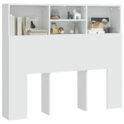 VidaXL Armoire de tête de lit Blanc 120x19x103,5 cm -Têtes et pieds de lit Soldes image 4 811853