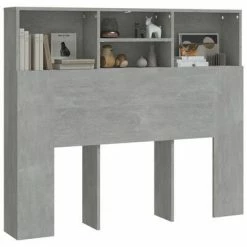 VidaXL Armoire de tête de lit Gris béton 120x19x103,5 cm -Têtes et pieds de lit Soldes image 4 811857