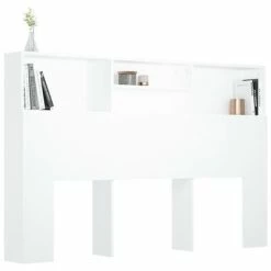 VidaXL Armoire de tête de lit Blanc 160x19x103,5 cm -Têtes et pieds de lit Soldes image 4 811871