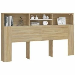 VidaXL Armoire de tête de lit Blanc et chêne sonoma 180x19x103,5 cm 11 VidaXL Armoire de tête de lit Blanc et chêne sonoma 180x19x103,5 cm -Têtes et pieds de lit Soldes image 4 811885