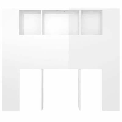 VidaXL Armoire de tête de lit Blanc brillant 120x18,5x104,5 cm 6 VidaXL Armoire de tête de lit Blanc brillant 120x18,5x104,5 cm – Image 4