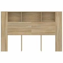 VidaXL Armoire de tête de lit Blanc et chêne sonoma 140x18,5x104,5 cm -Têtes et pieds de lit Soldes image 4 811939