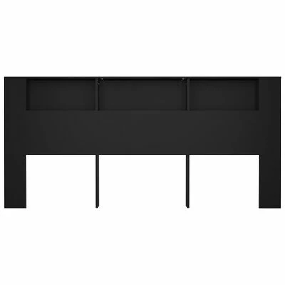 VidaXL Armoire de tête de lit Noir 220x18,5x104,5 cm 6 VidaXL Armoire de tête de lit Noir 220x18,5x104,5 cm – Image 4