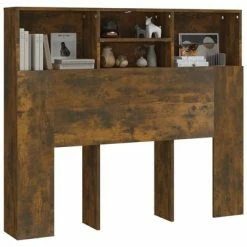 VidaXL Armoire de tête de lit Chêne fumé 120x19x103,5 cm -Têtes et pieds de lit Soldes image 4 817246