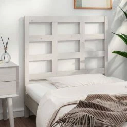 VidaXL Tête de lit Blanc 105,5x4x100 cm Bois massif de pin -Têtes et pieds de lit Soldes image 4 817876