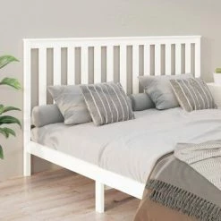 VidaXL Tête de lit Blanc 186x6x101 cm Bois massif de pin -Têtes et pieds de lit Soldes image 4 818536