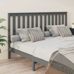 VidaXL Tête de lit Gris 186x6x101 cm Bois massif de pin -Têtes et pieds de lit Soldes image 4 818537