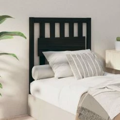 VidaXL Tête de lit Noir 80,5x4x100 cm Bois massif de pin -Têtes et pieds de lit Soldes image 4 818549