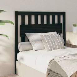 VidaXL Tête de lit Noir 105,5x4x100 cm Bois massif de pin -Têtes et pieds de lit Soldes image 4 818559