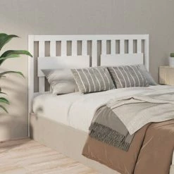 VidaXL Tête de lit Blanc 155,5x4x100 cm Bois massif de pin -Têtes et pieds de lit Soldes image 4 818576