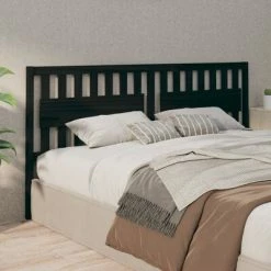 VidaXL Tête de lit Noir 205,5x4x100 cm Bois massif de pin -Têtes et pieds de lit Soldes image 4 818594