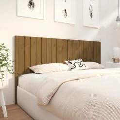 VidaXL Tête de lit Marron miel 185,5x4x100 cm Bois massif de pin -Têtes et pieds de lit Soldes image 4 818888