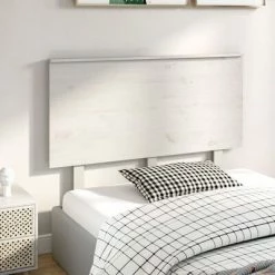 VidaXL Tête de lit Blanc 124x6x82,5 cm Bois massif de pin -Têtes et pieds de lit Soldes image 4 819161