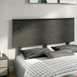 VidaXL Tête de lit Gris 154x6x82,5 cm Bois massif de pin -Têtes et pieds de lit Soldes image 4 819177
