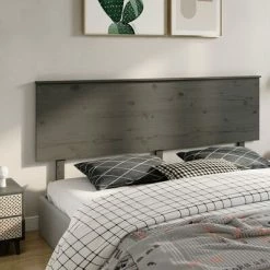 VidaXL Tête de lit Gris 204x6x82,5 cm Bois massif de pin -Têtes et pieds de lit Soldes image 4 819192