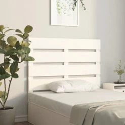 VidaXL Tête de lit Blanc 100x3x80 cm Bois massif de pin -Têtes et pieds de lit Soldes image 4 821333