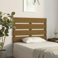 VidaXL Tête de lit Marron miel 100x3x80 cm Bois massif de pin -Têtes et pieds de lit Soldes image 4 821335