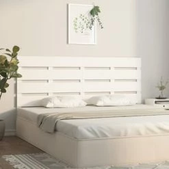 VidaXL Tête de lit Blanc 120x3x80 cm Bois massif de pin -Têtes et pieds de lit Soldes image 4 821338