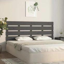VidaXL Tête de lit Gris 135x3x80 cm Bois massif de pin -Têtes et pieds de lit Soldes image 4 821374