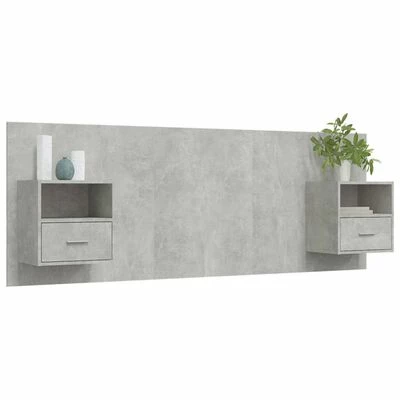 VidaXL Tête de lit avec armoires Gris béton Bois d'ingénierie 7 VidaXL Tête de lit avec armoires Gris béton Bois d'ingénierie – Image 5