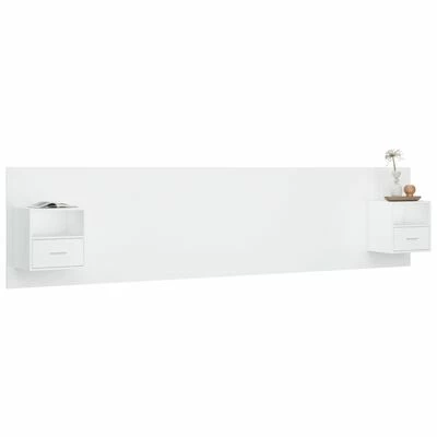 VidaXL Tête de lit avec armoires Blanc Bois d’ingénierie 7 VidaXL Tête de lit avec armoires Blanc Bois d’ingénierie – Image 5