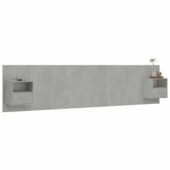 VidaXL Tête de lit avec armoires Gris béton Bois d'ingénierie -Têtes et pieds de lit Soldes image 5 3115767