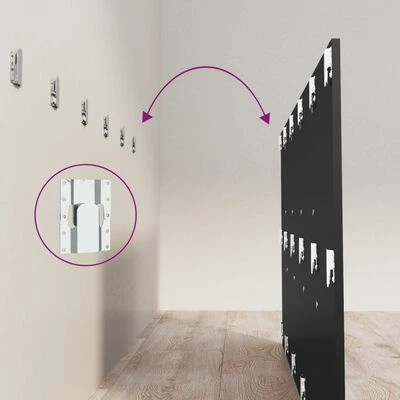 VidaXL Tête de lit Noir 200x1,5x80 cm Bois d'ingénierie 7 VidaXL Tête de lit Noir 200x1,5x80 cm Bois d'ingénierie – Image 5