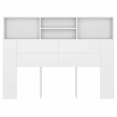 VidaXL Armoire de tête de lit Blanc 140x19x103,5 cm 7 VidaXL Armoire de tête de lit Blanc 140x19x103,5 cm – Image 5