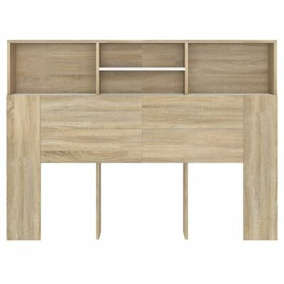 VidaXL Armoire de tête de lit Blanc et chêne sonoma 140x19x103,5 cm 7 VidaXL Armoire de tête de lit Blanc et chêne sonoma 140x19x103,5 cm – Image 5