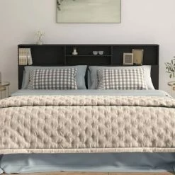 VidaXL Armoire de tête de lit Noir 200x19x103,5 cm 12 VidaXL Armoire de tête de lit Noir 200x19x103,5 cm -Têtes et pieds de lit Soldes image 5 811890