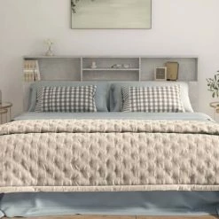 VidaXL Armoire de tête de lit Gris béton 200x19x103,5 cm -Têtes et pieds de lit Soldes image 5 811893