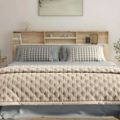 VidaXL Armoire de tête de lit Blanc et chêne sonoma 200x19x103,5 cm 12 VidaXL Armoire de tête de lit Blanc et chêne sonoma 200x19x103,5 cm -Têtes et pieds de lit Soldes image 5 811894