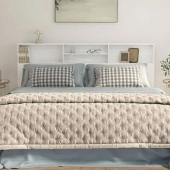 VidaXL Armoire de tête de lit Blanc brillant 200x19x103,5 cm -Têtes et pieds de lit Soldes image 5 811895