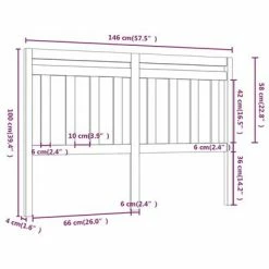 VidaXL Tête de lit Gris 146x4x100 cm Bois massif de pin -Têtes et pieds de lit Soldes image 5 814096