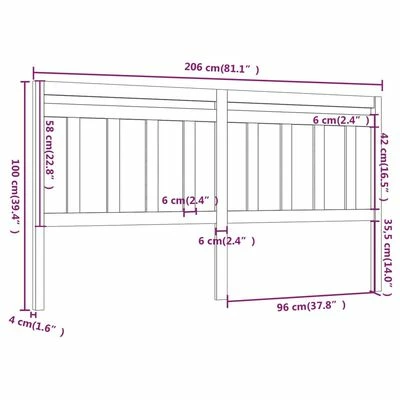 VidaXL Tête de lit Marron miel 206x4x100 cm Bois massif de pin 7 VidaXL Tête de lit Marron miel 206x4x100 cm Bois massif de pin – Image 5